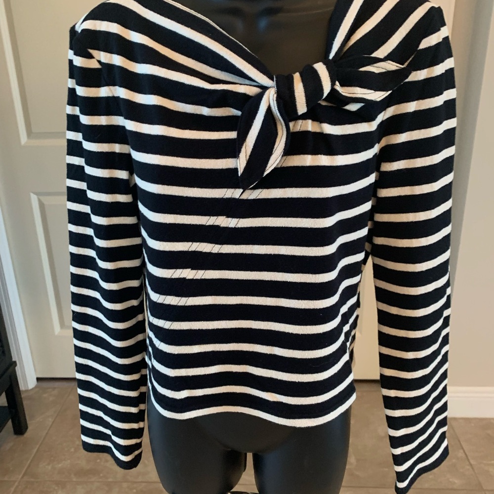10 Crosby Derek Lam Black and White Striped Sweater Blouse